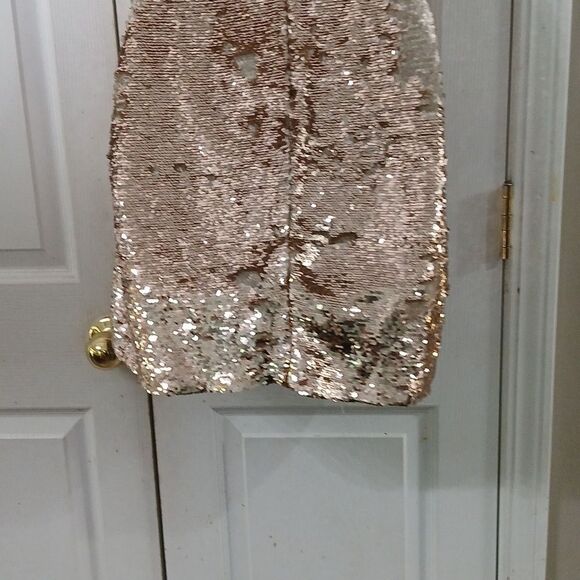 Fab'rik gold/cream sequin mini short sleeve mini dress Sz M EUC - Picture 5 of 7